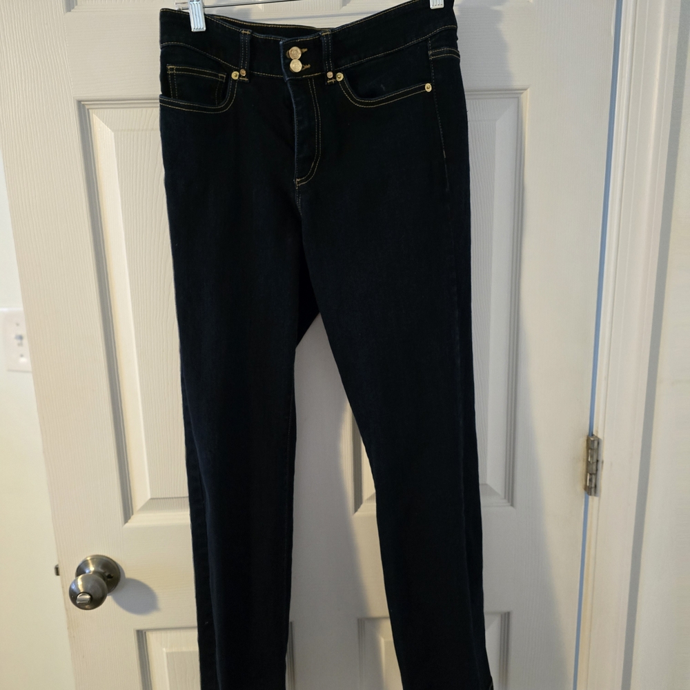 Michael Kors Navy Skinny Jeans with Gold Accents